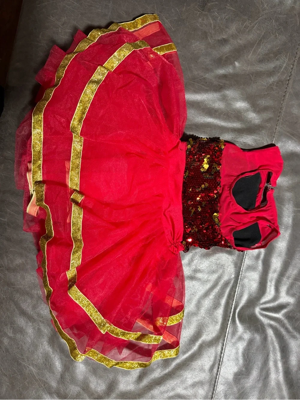 Weissman Girls XSC Red Gold Sequin Tutu Dance Costume Recital Competition